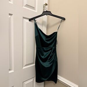 Windsor Green Ruched Midi Slip Dress